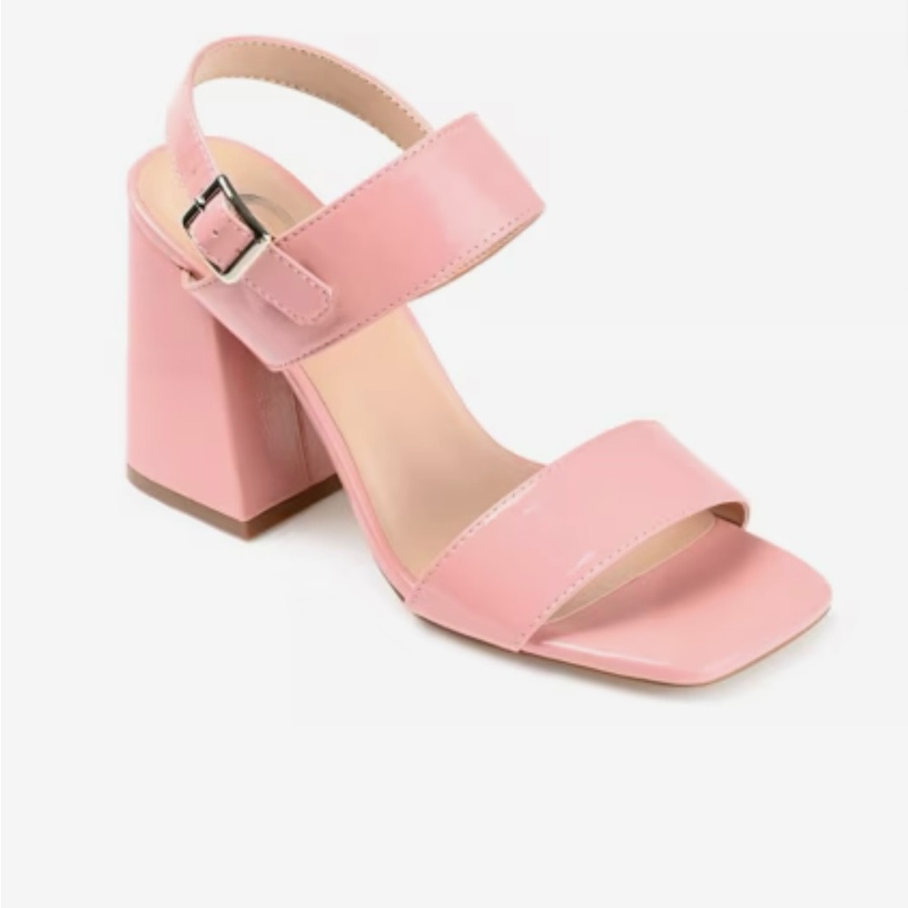 Pink Patent Leather Block Heels